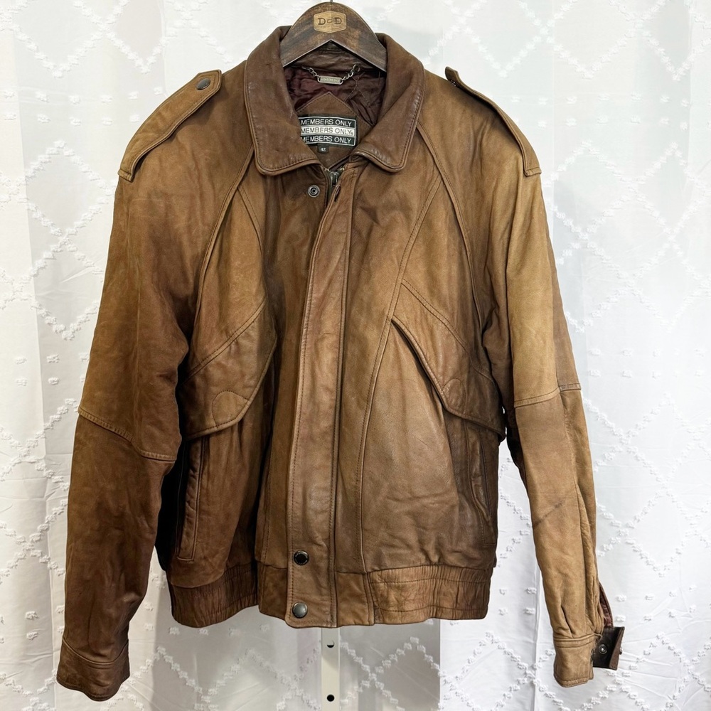 🪩 294. Vintage MEMBERS ONLY | Mens brown suede bomber jacket size 42